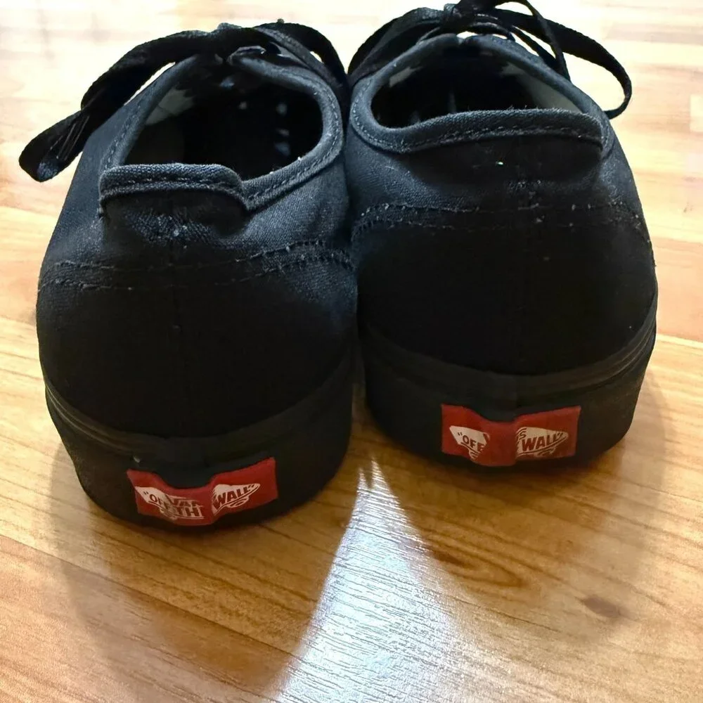 Vans Authentic Sanitized Black Canvas Lace-Up‎ Sneakers Mens 9 / Womens 10.5